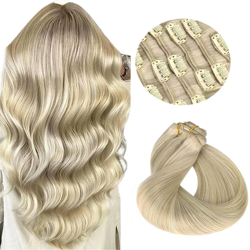 BALAYAGE Extensiones por Capas Clip  55 cm largo Cabello Virgen 100 % Natural
