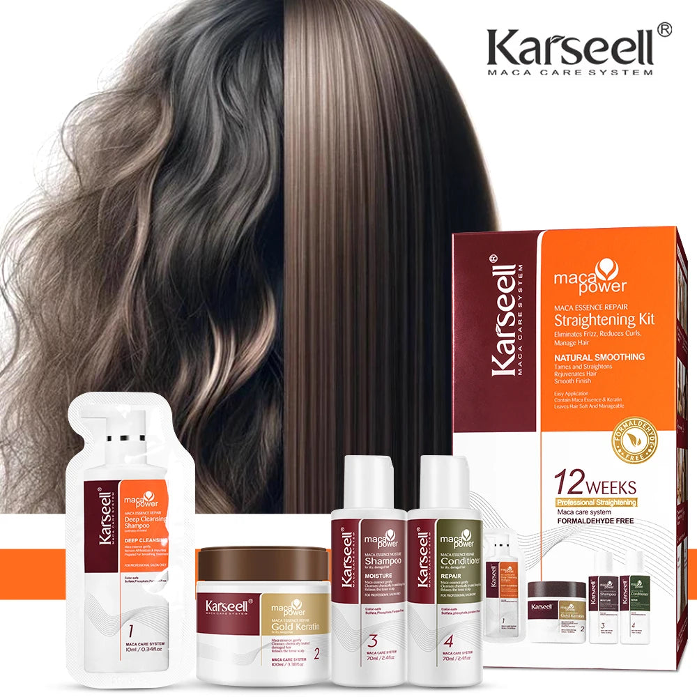 KIT ALISADOR Karseell Gold Keratina reparación rápida para alisar el cabello dañado, suave y liso