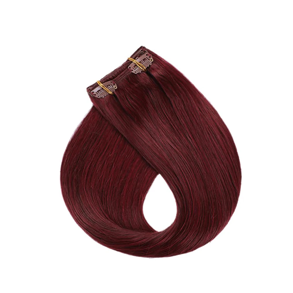 Extensiones por Capas Borgoña 99J Cabello 100% Natural©️ 60 cm Largo