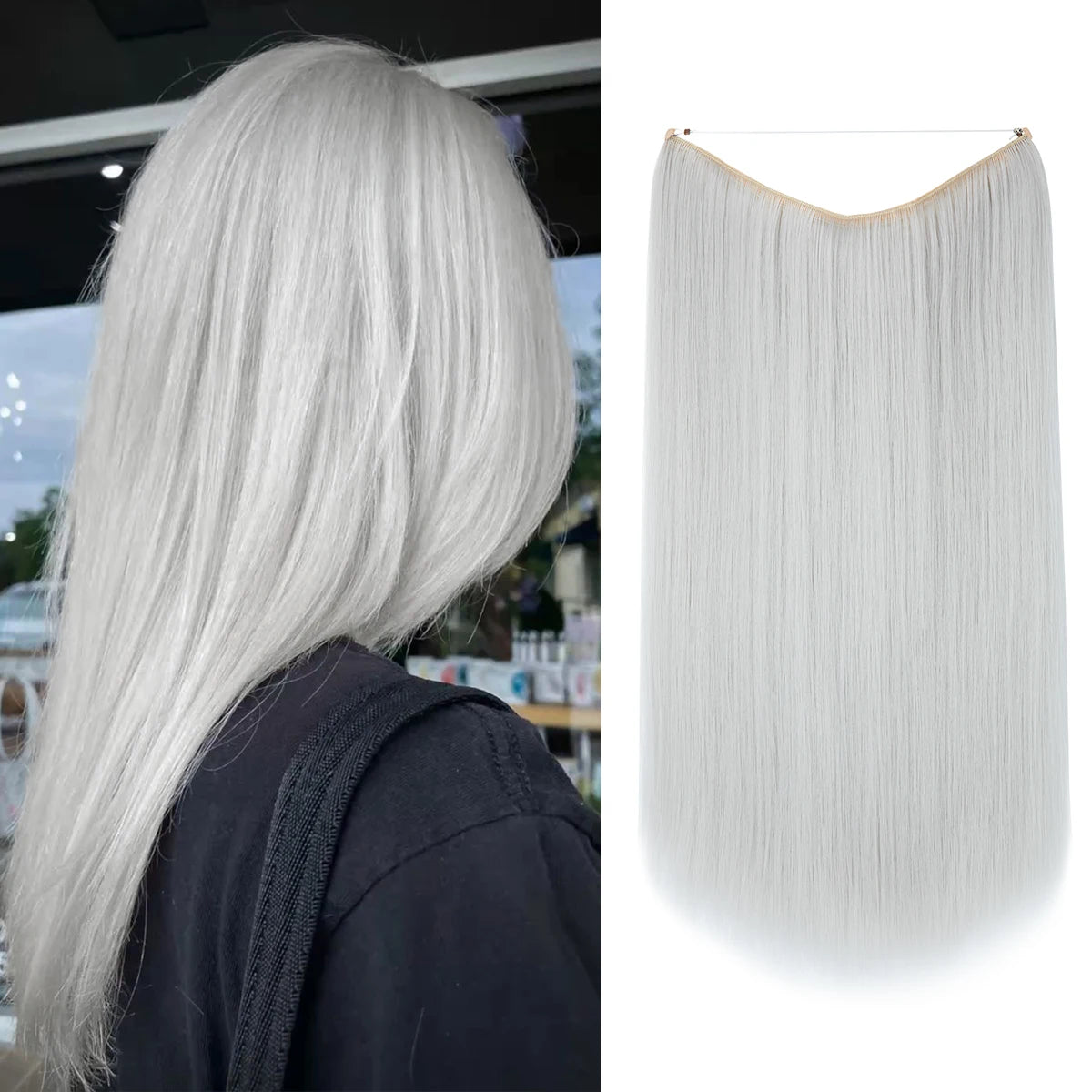 EXTENSIONES HILO INVISIBLE Balayage  Similar al Cabello Natural Premium🥇 55 cm largo Lisas
