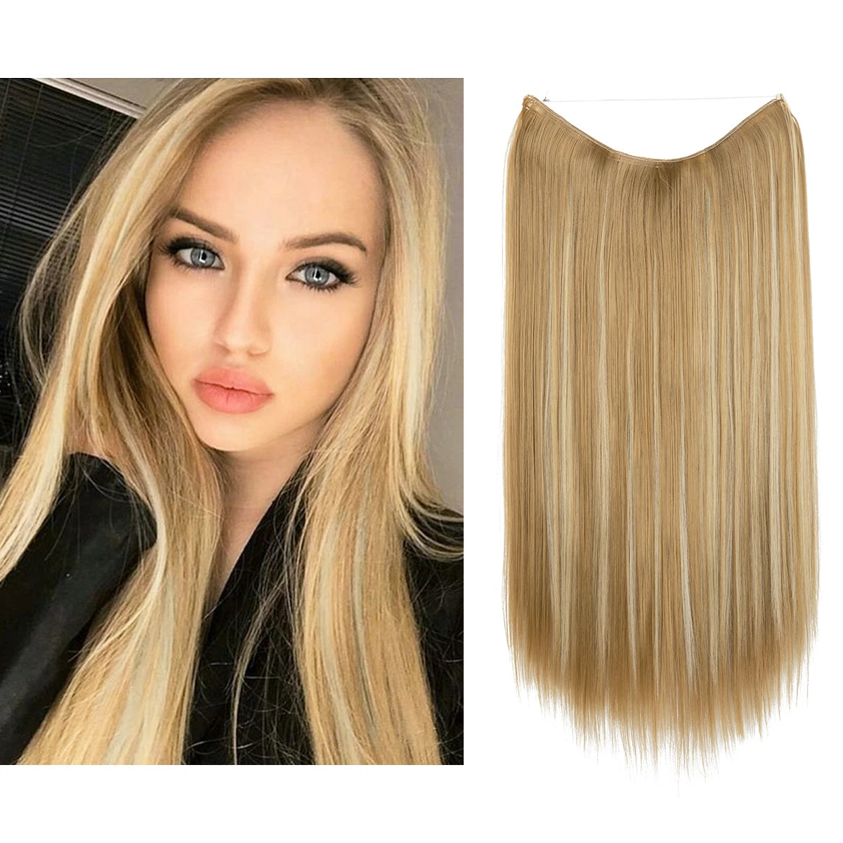 EXTENSIONES HILO INVISIBLE Balayage  Similar al Cabello Natural Premium🥇 55 cm largo Lisas