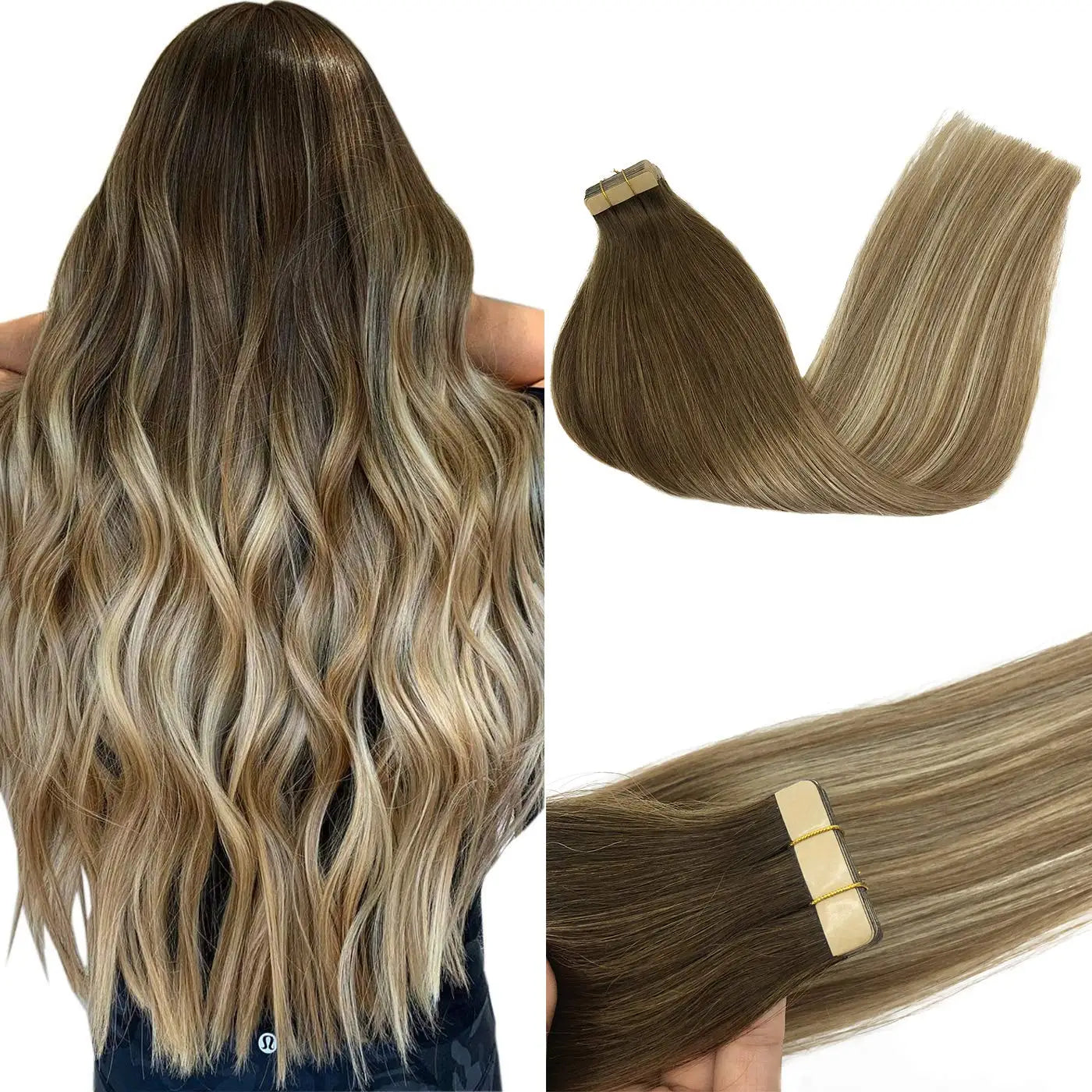Extensiones Cabello Natural 100% Pegatina Invisible 60 cm Largo