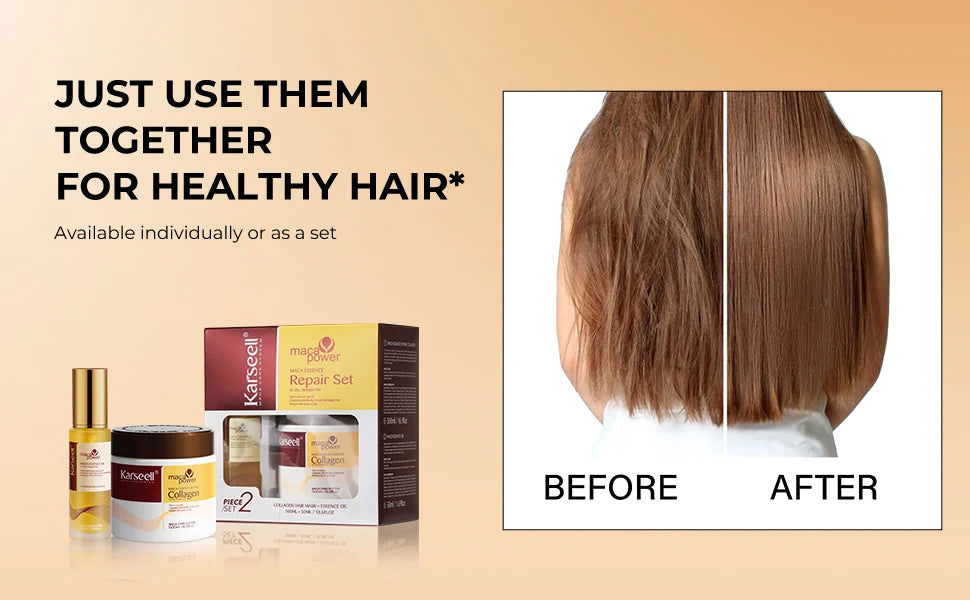 KIT ALISADOR Karseell Gold Keratina reparación rápida para alisar el cabello dañado, suave y liso