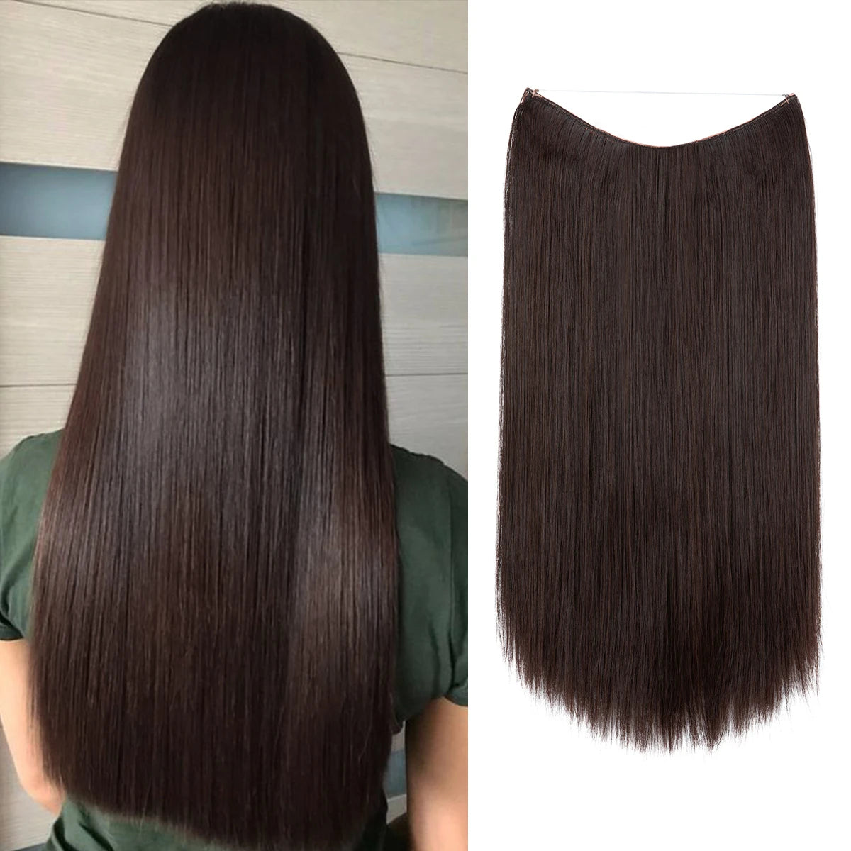 EXTENSIONES HILO INVISIBLE Balayage  Similar al Cabello Natural Premium🥇 55 cm largo Lisas