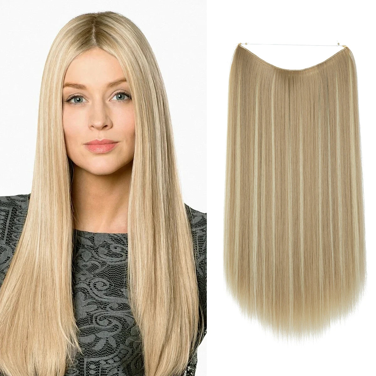 EXTENSIONES HILO INVISIBLE Balayage  Similar al Cabello Natural Premium🥇 55 cm largo Lisas