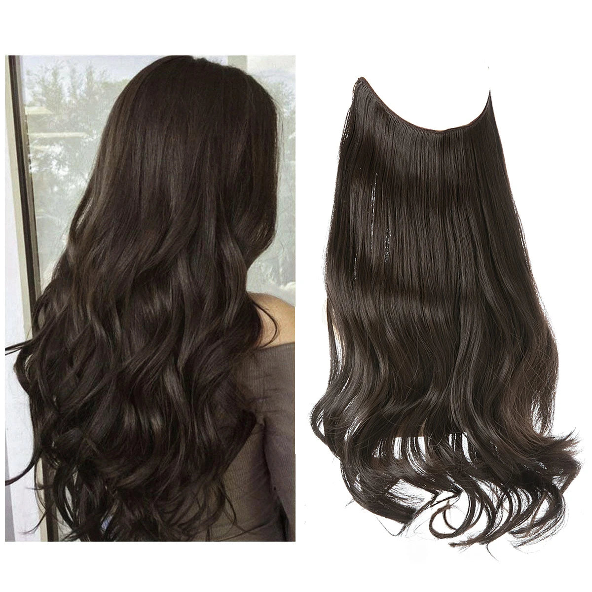 Extensiones Cortina babylight Hilo Invisible 55 cm Largo (150gr) Cabello 100% Similar al Cabello Natural 🥇