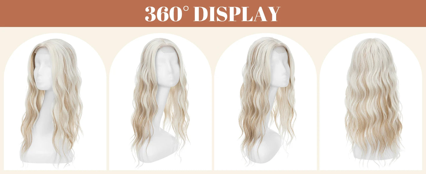 Corona Ondulada 55 cm Largo Cabello Organico Premium