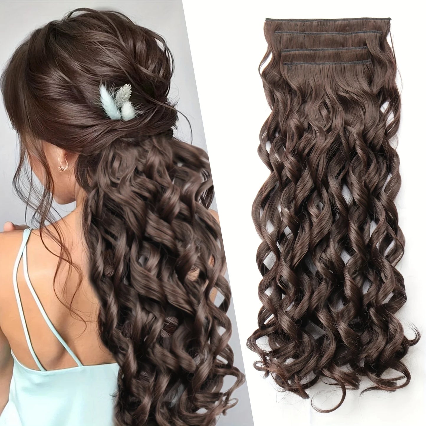 EXTENSIONES CABELLO por Capas 4 Piezas Rulos 50 cm Largo CABELLO 100% Similar al Cabello Natural 🥇