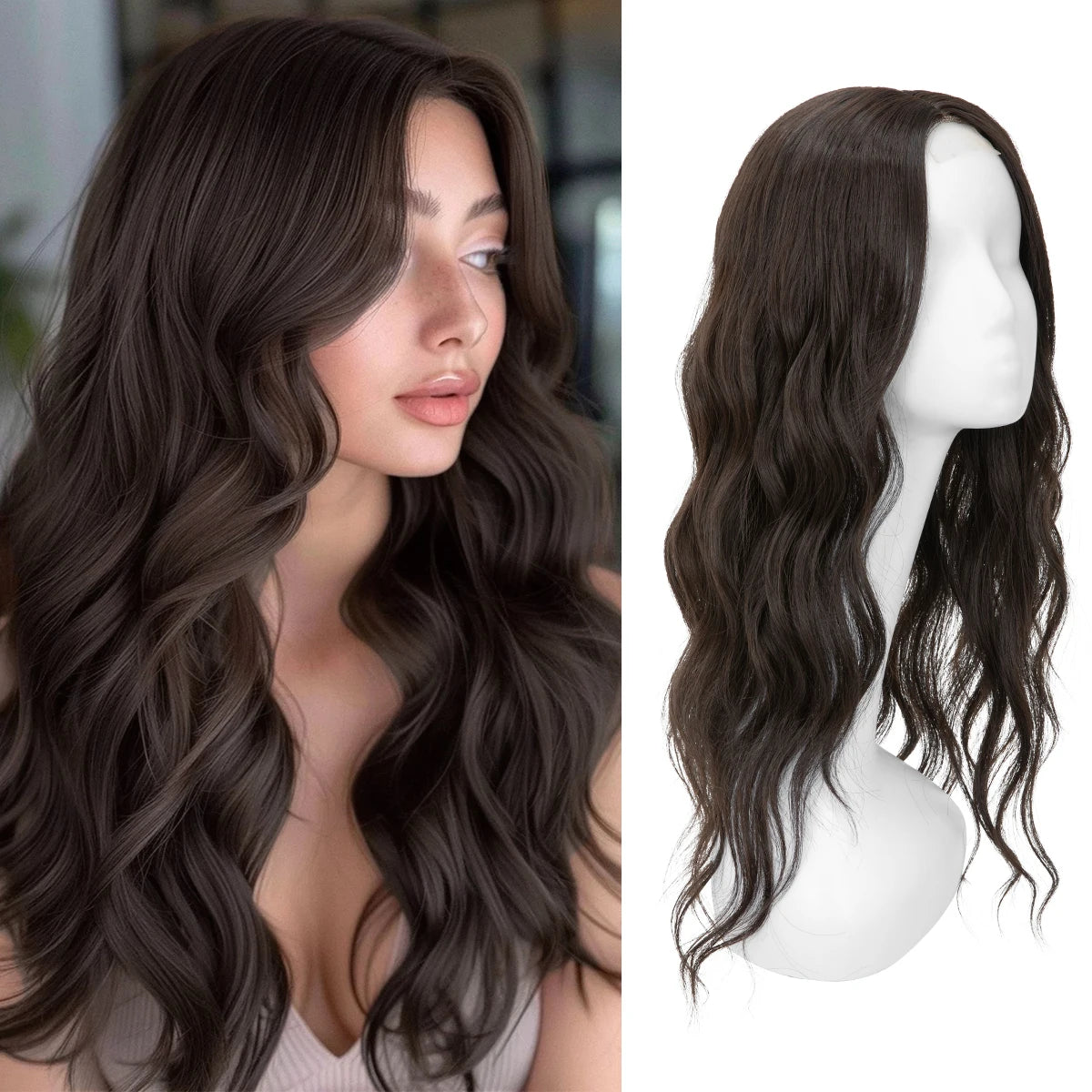 Corona Ondulada 55 cm Largo Cabello Organico Premium