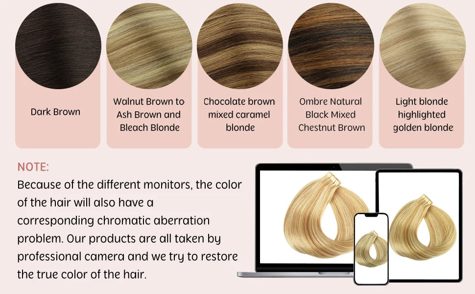 Extensiones Cabello Natural 100% Pegatina Invisible 60 cm Largo