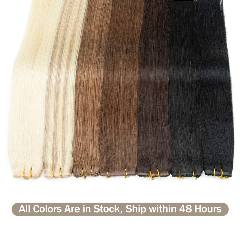 Extensiones de cabello Virgen 100% Natural con trama de mariposa  Invisible 60 cm largo