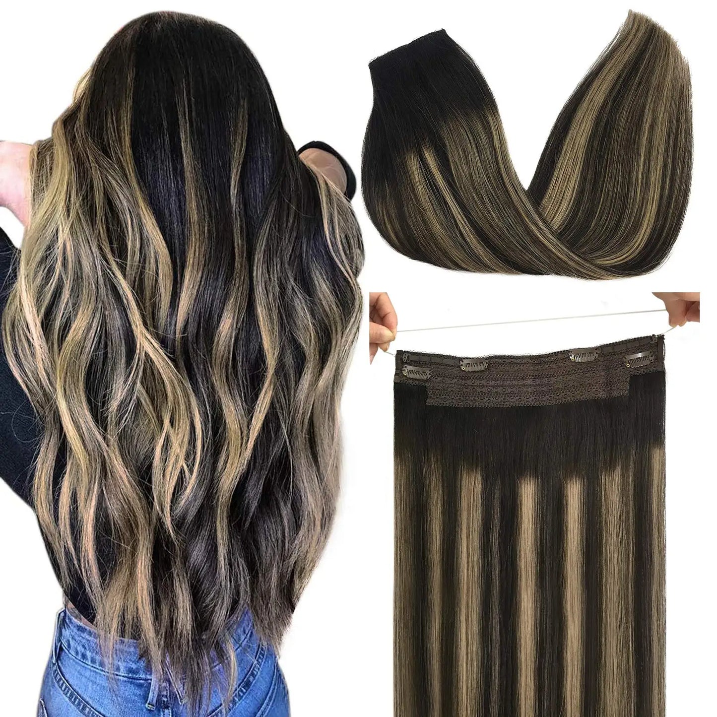 Extensiones de Cabello Natural 100% ©️ Balayage Hilo Invisible