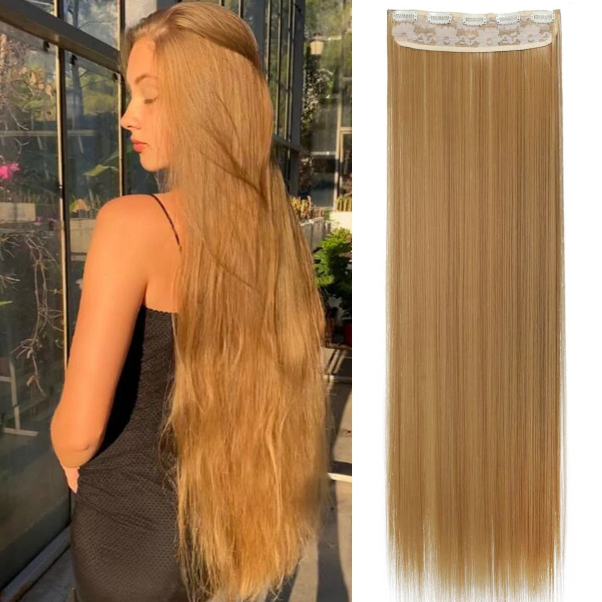 EXTENSIONES MAXI CORTINA 5 clips 100 cm de Largo Liso Cabello 100% Similar al Cabello Natural 🥇 180 gr