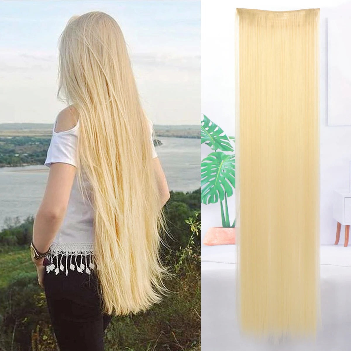EXTENSIONES MAXI CORTINA 5 clips 100 cm de Largo Liso Cabello 100% Similar al Cabello Natural 🥇 180 gr
