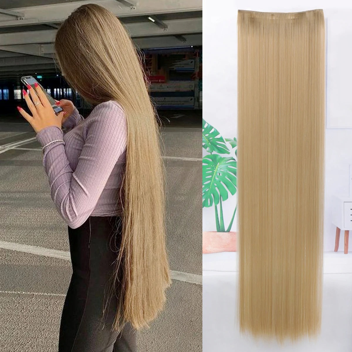 EXTENSIONES MAXI CORTINA 5 clips 100 cm de Largo Liso Cabello 100% Similar al Cabello Natural 🥇 180 gr
