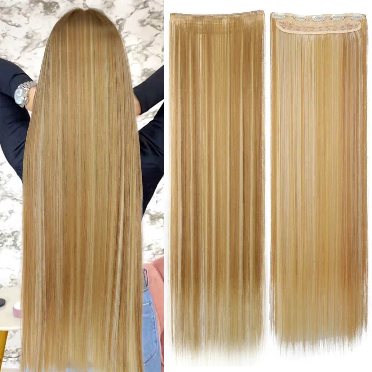 EXTENSIONES MAXI CORTINA 5 clips 100 cm de Largo Liso Cabello 100% Similar al Cabello Natural 🥇 180 gr